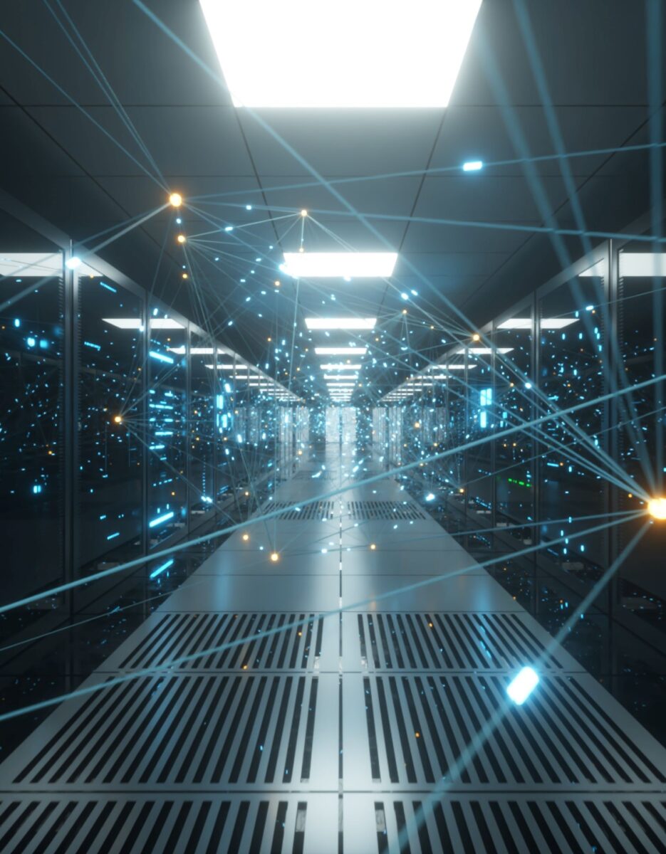 A hyperscale data center handles the massive load required by AI and machine learning technologies