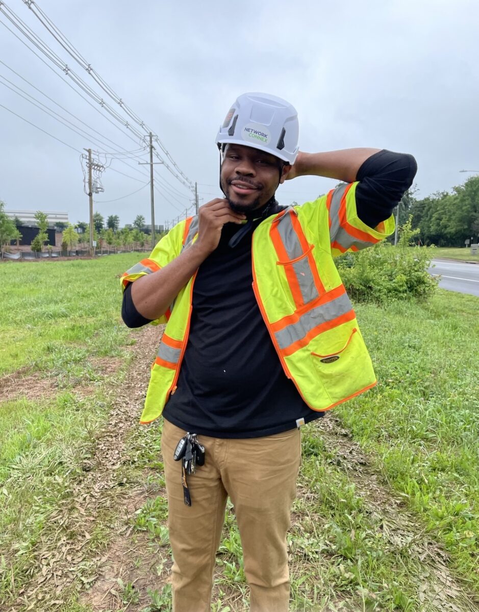 George Marshall, shown with his PPE, is a Field Survey Technician in the ESL Telecom East Region 