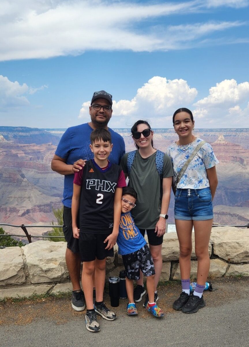 David with his family